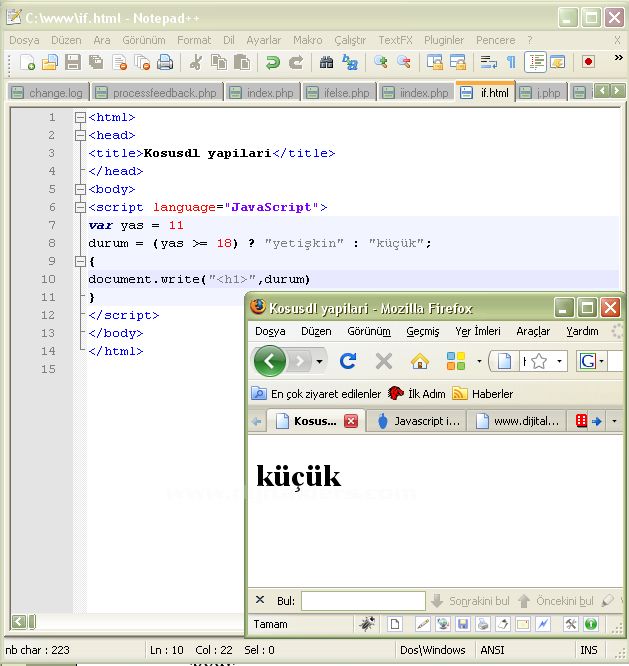Javascript İf, Else İf Ve Kısa Karşılaştırma