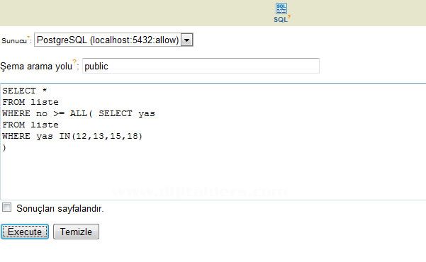 Postgresql Where Kullanımı