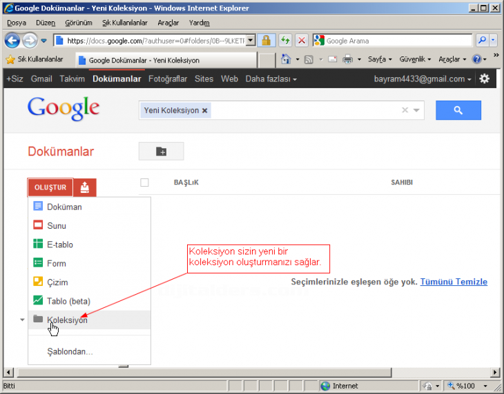 google docs daki elemanları tanıtma