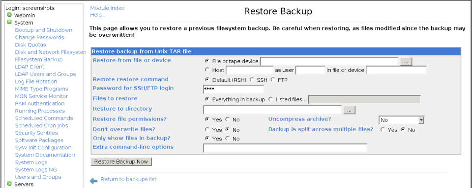 Virtualmin Yedek Alma İşlemleri
